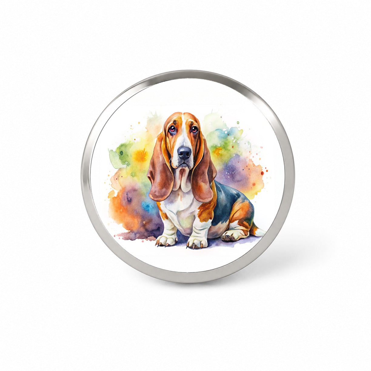Basset Hound Dog Watercolor Style Novelty Hat Backpack Lapel Pin