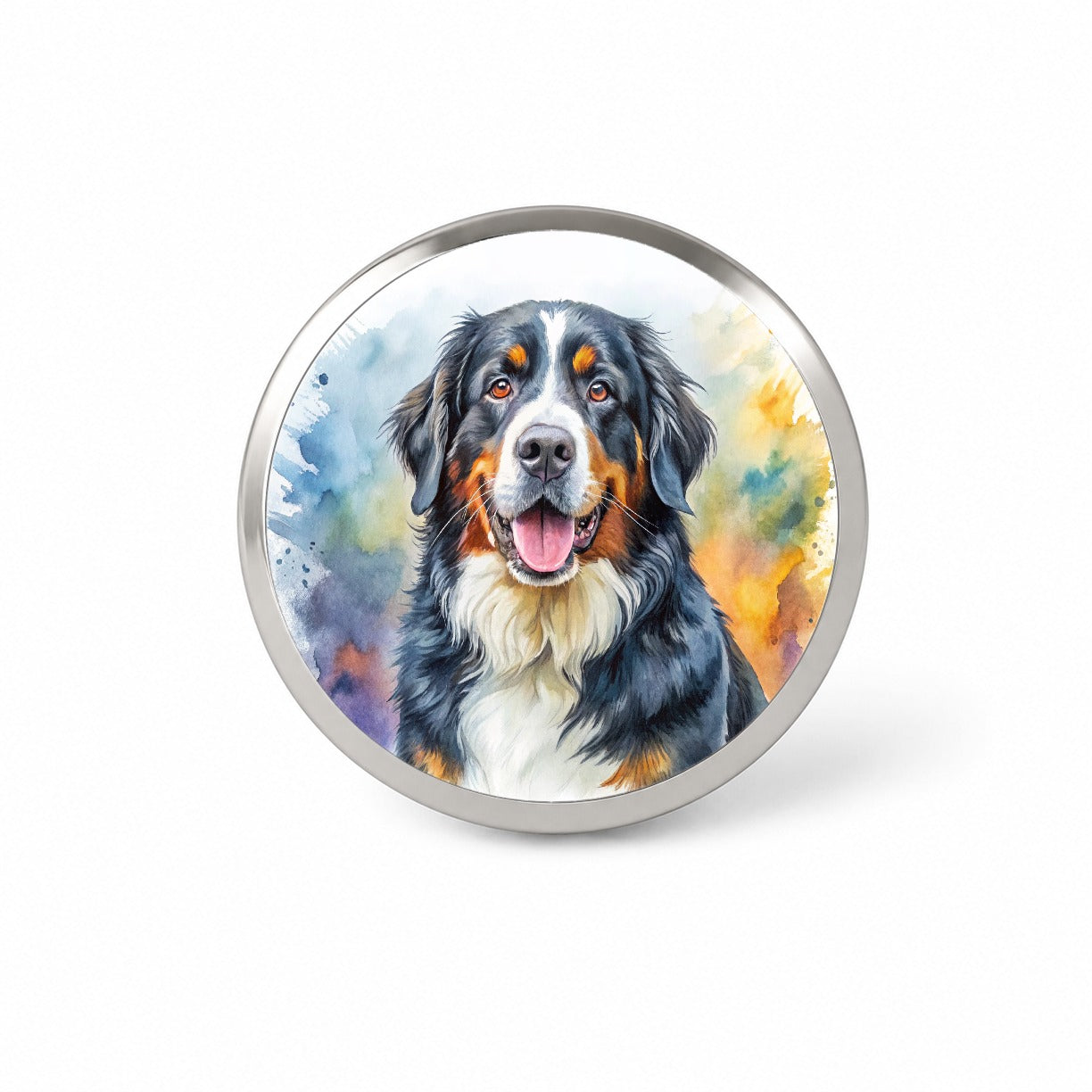 Bernese Mountain Dog Watercolor Style Novelty Hat Backpack Lapel Pin