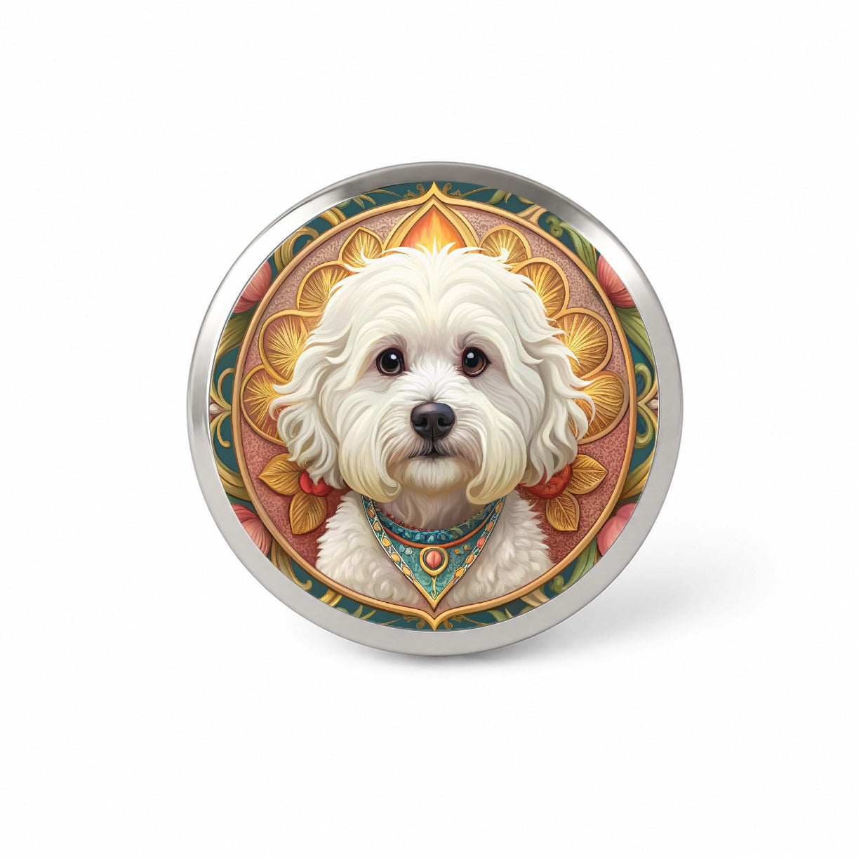 Bichon Frise Dog Art Nouveau Novelty Hat Backpack Lapel Pin