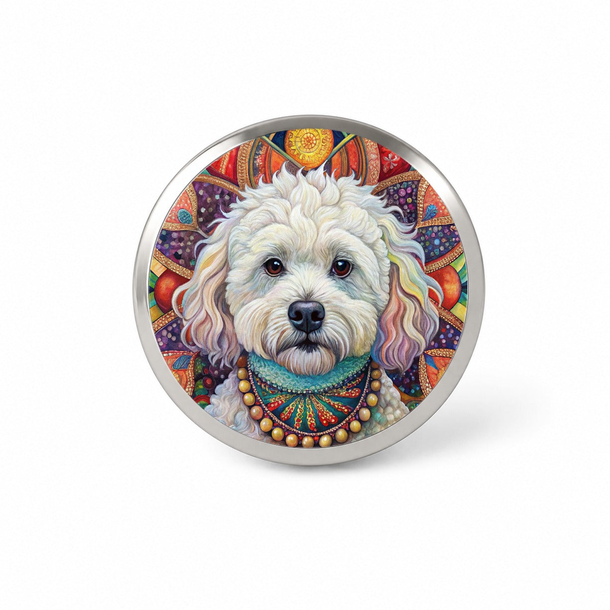 Bichon Frise Dog Bohemian Art Novelty Hat Backpack Lapel Pin
