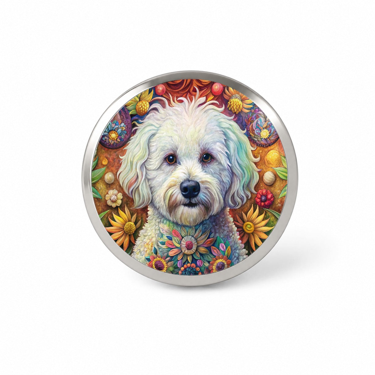 Bichon Frise Dog French Bohemian Art Novelty Hat Backpack Lapel Pin