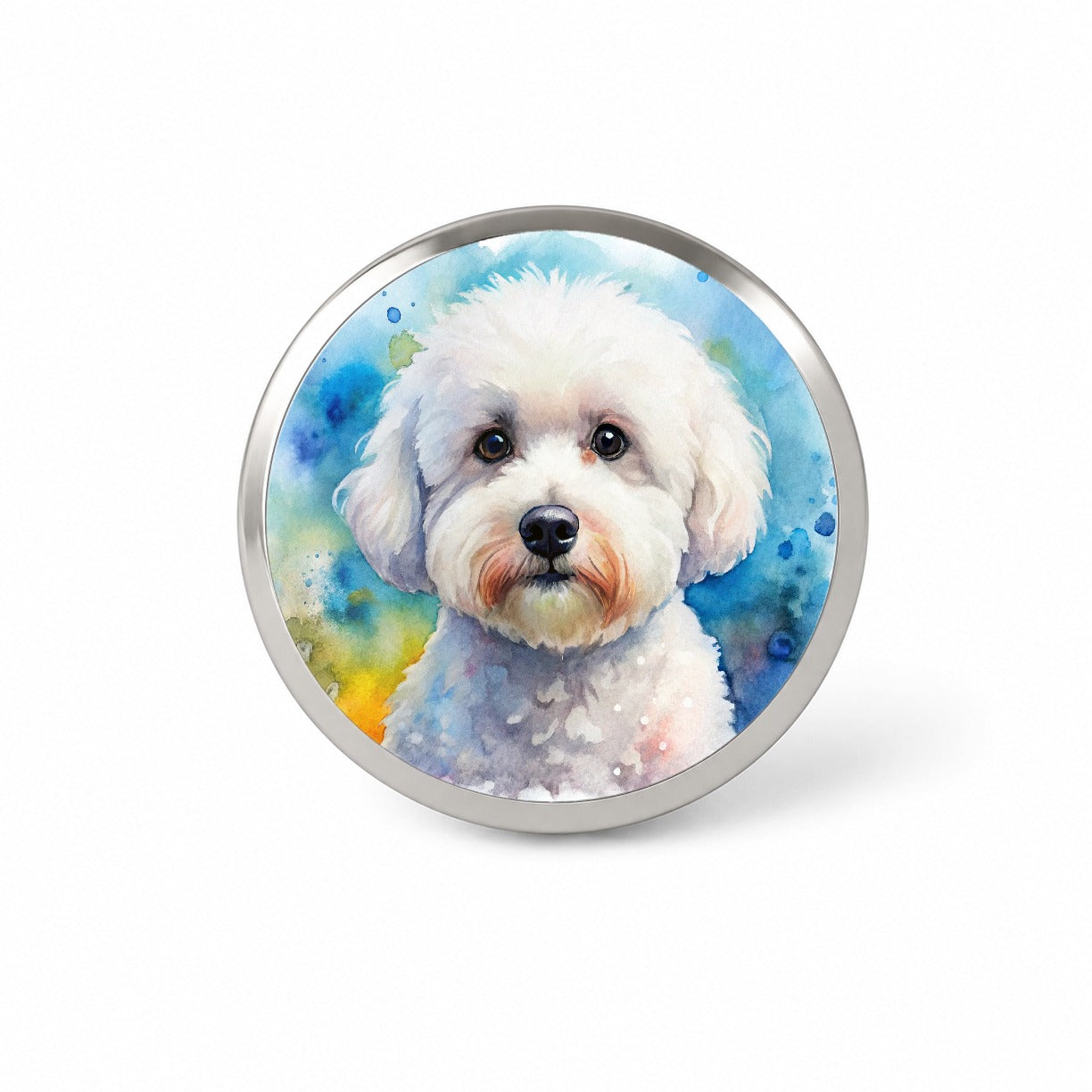 Bichon Frise Dog Watercolor Style Novelty Hat Backpack Lapel Pin