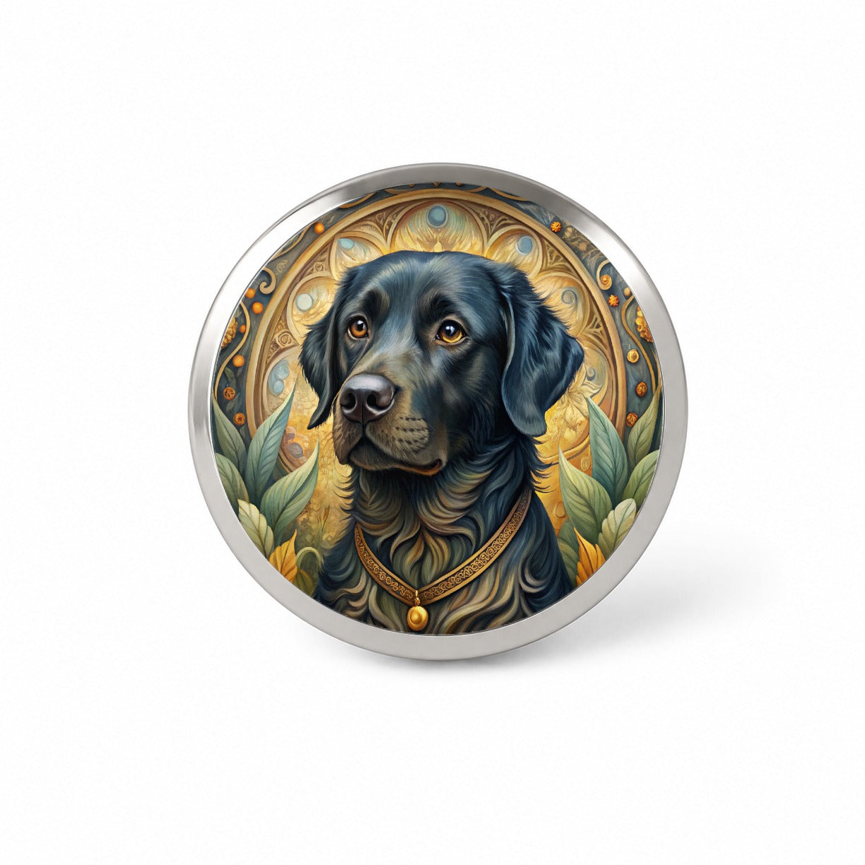 Black Labrador Retriever Dog Art Nouveau Novelty Hat Backpack Lapel Pin