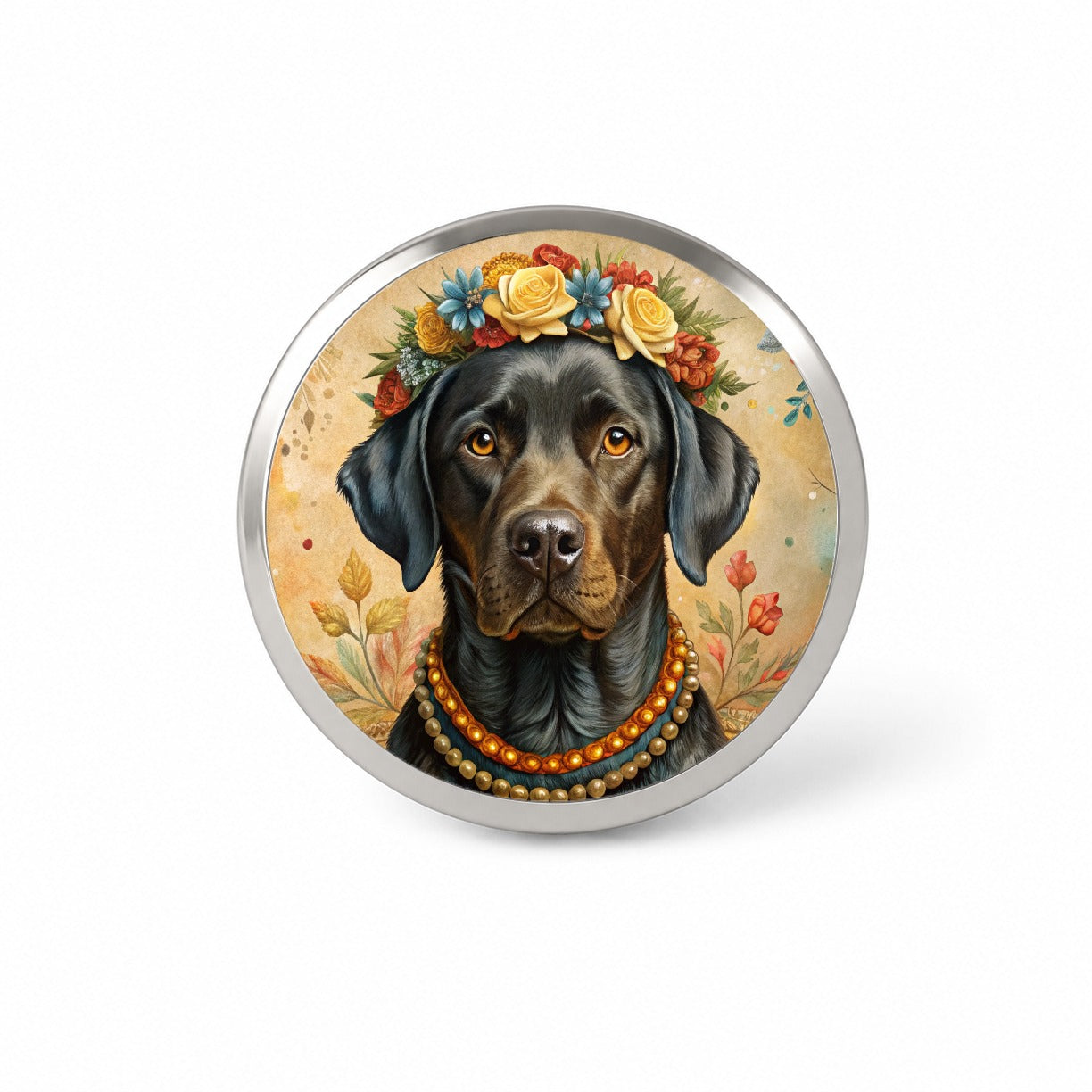 Black Labrador Retriever Dog French Bohemian Art Novelty Hat Backpack Lapel Pin