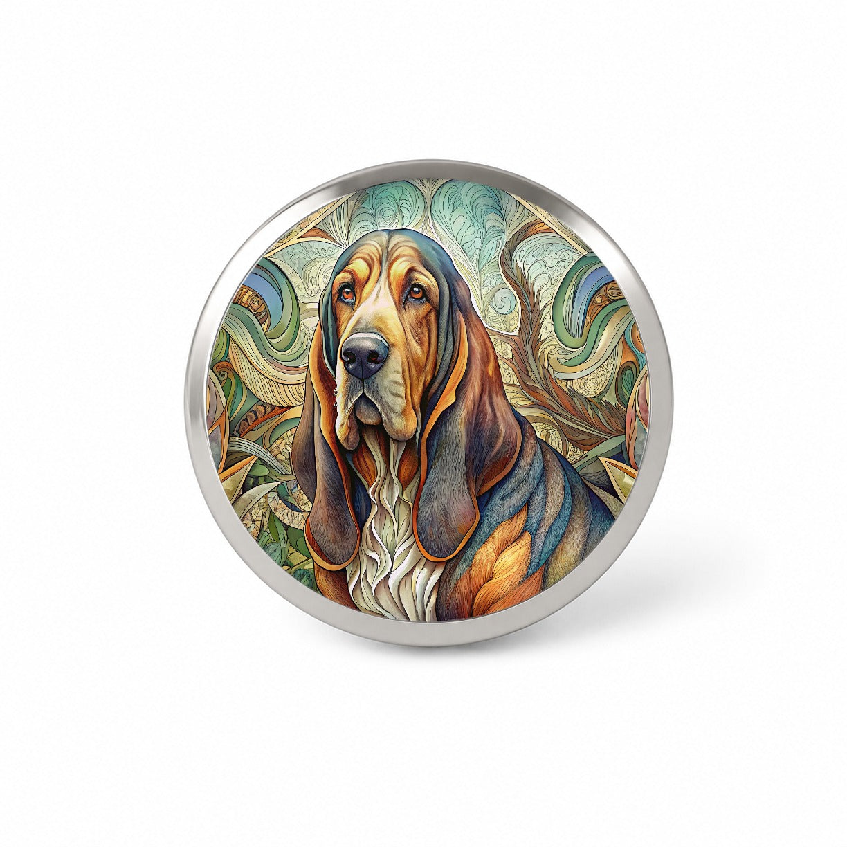 Bloodhound Dog Art Nouveau Novelty Hat Backpack Lapel Pin