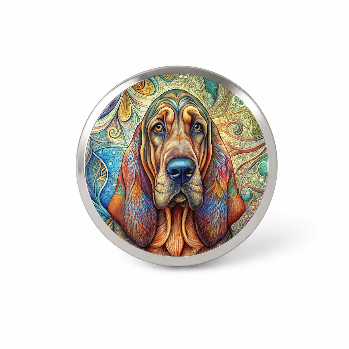 Bloodhound Dog Bohemian Art Novelty Hat Backpack Lapel Pin