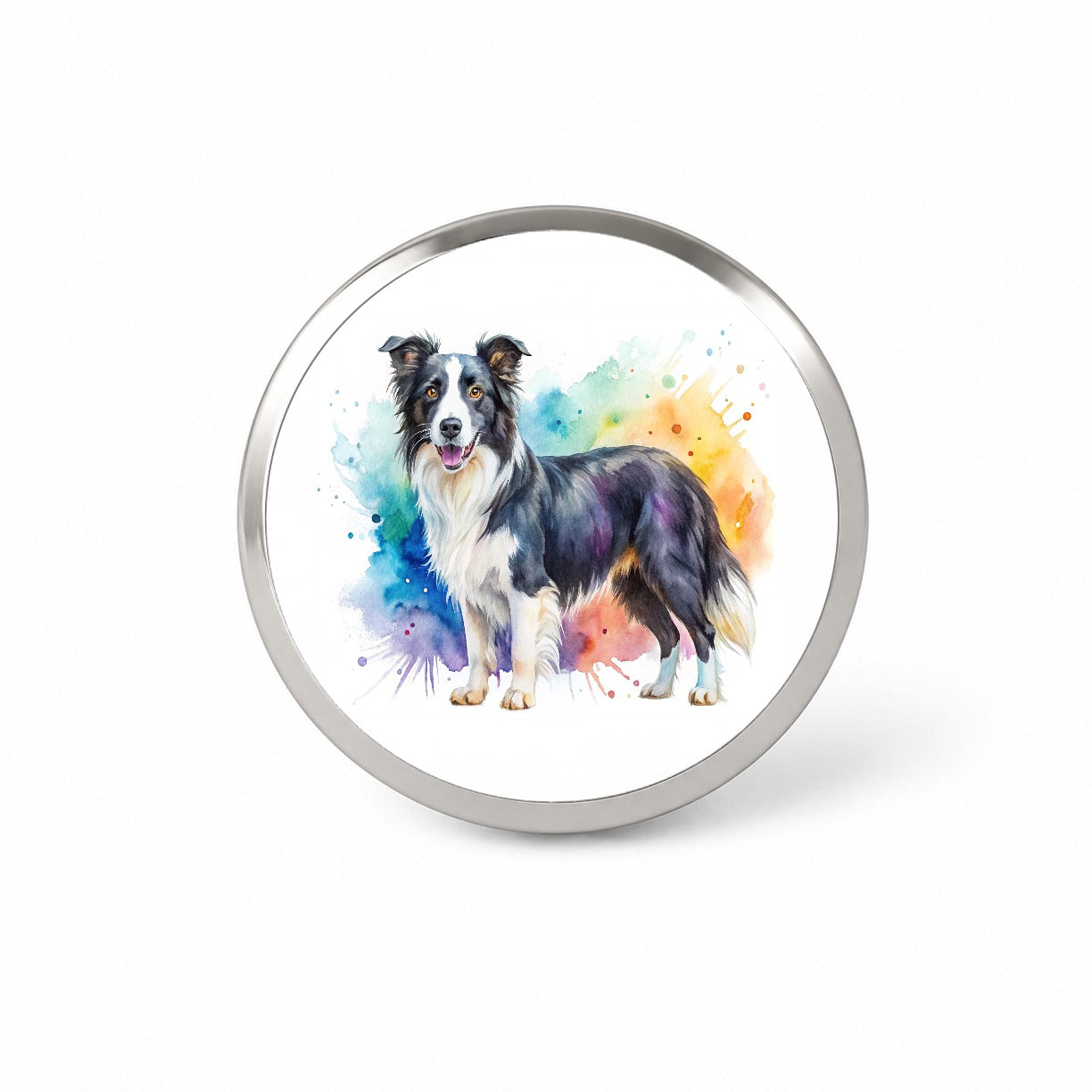 Border Collie Dog Watercolor Style Novelty Hat Backpack Lapel Pin