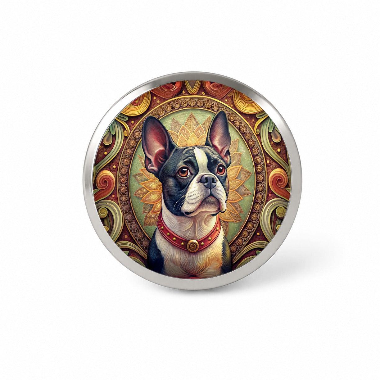 Boston Terrier Dog Art Nouveau Novelty Hat Backpack Lapel Pin