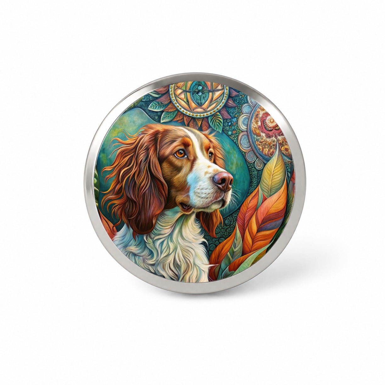 Brittany Spaniel Dog Bohemian Art Novelty Hat Backpack Lapel Pin