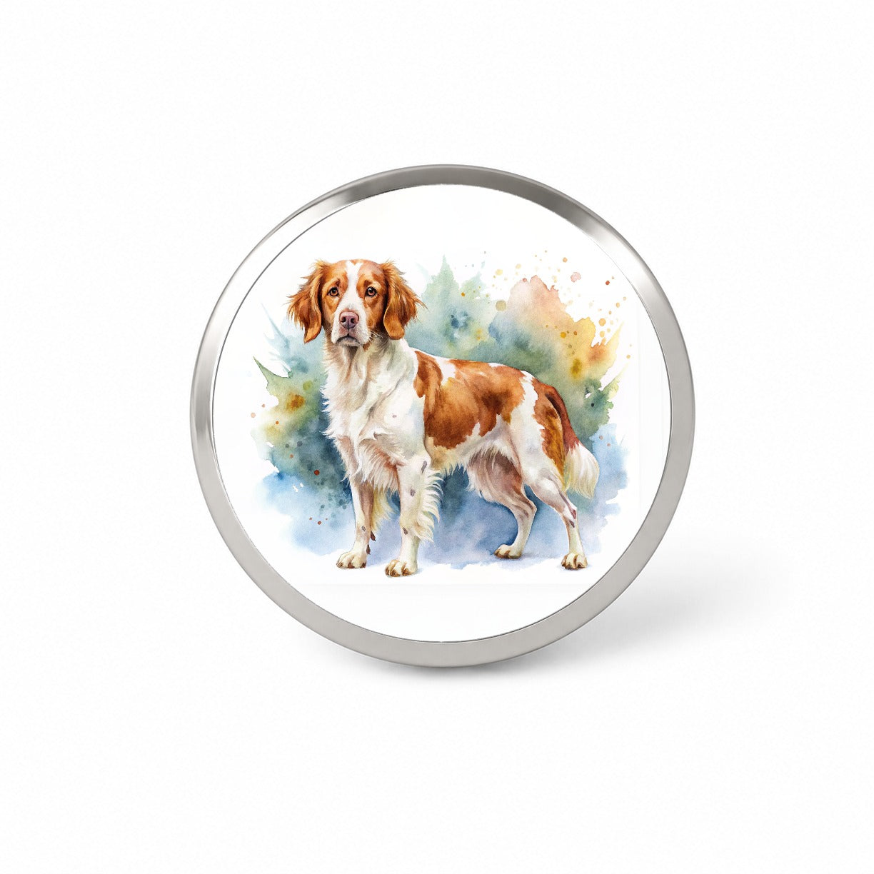 Brittany Spaniel Dog Watercolor Style Novelty Hat Backpack Lapel Pin