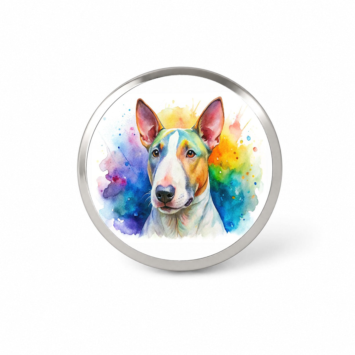 Bull Terrier Dog Watercolor Style Novelty Hat Backpack Lapel Pin