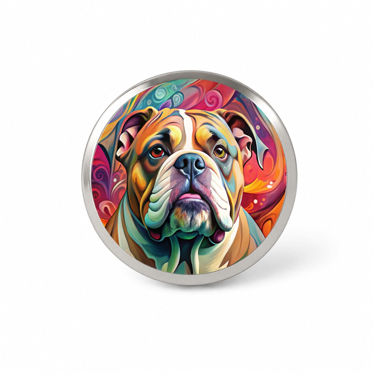 Bulldog Dog Abstract Art Novelty Hat Backpack Lapel Pin
