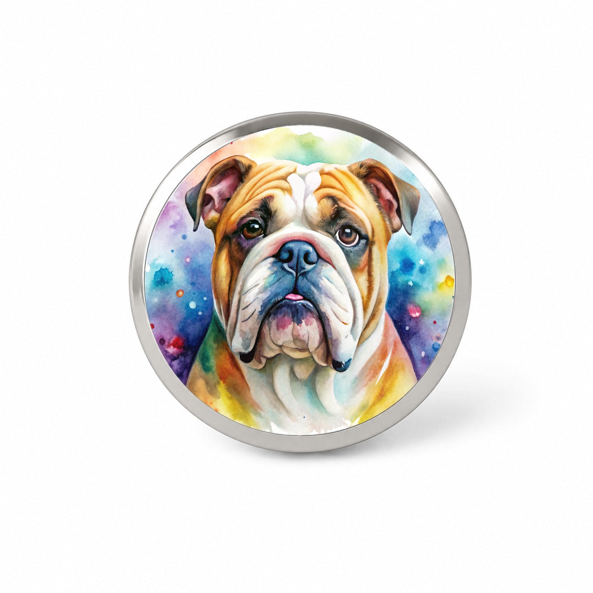 Bulldog Dog Watercolor Style Novelty Hat Backpack Lapel Pin