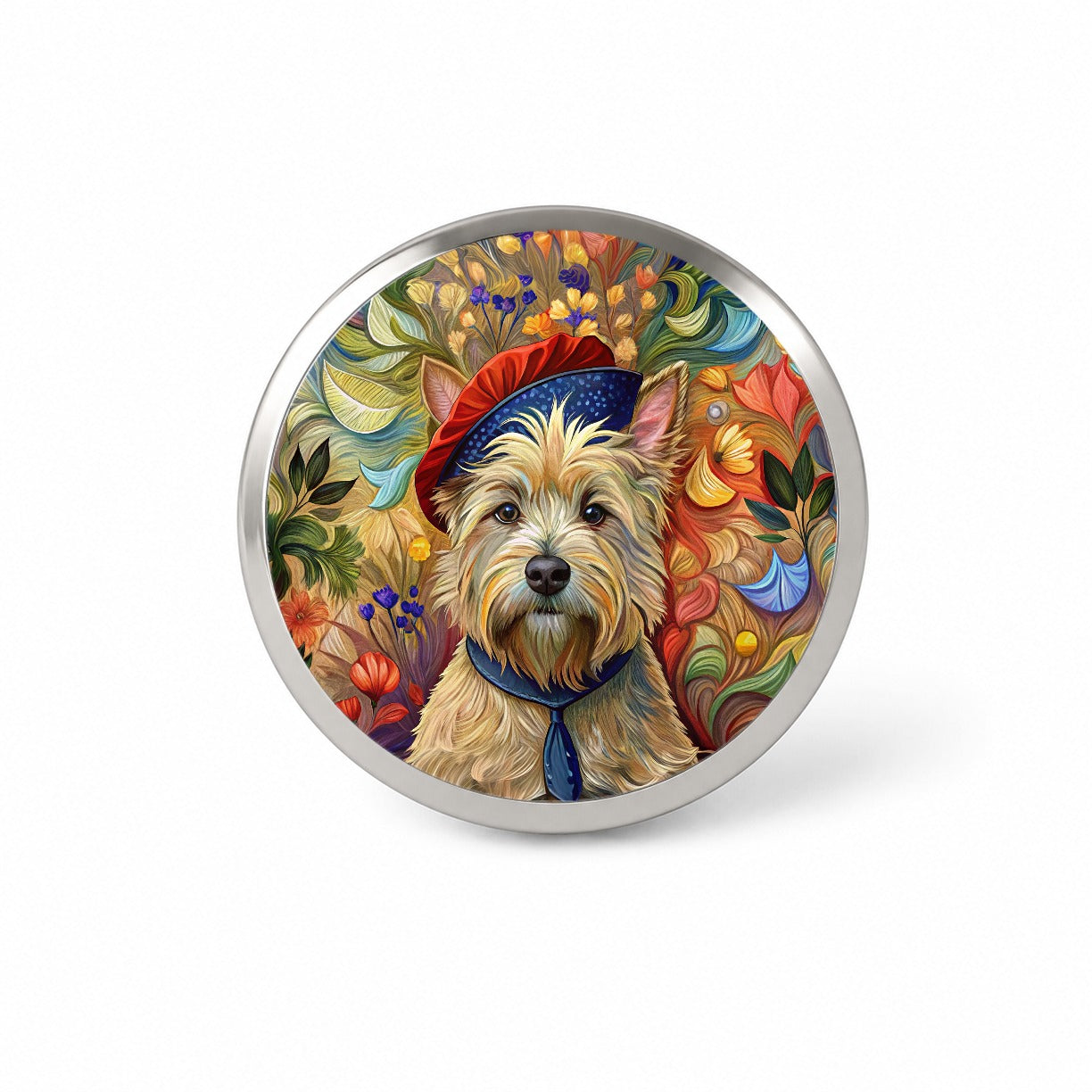 Cairn Terrier Dog French Bohemian Art Novelty Hat Backpack Lapel Pin