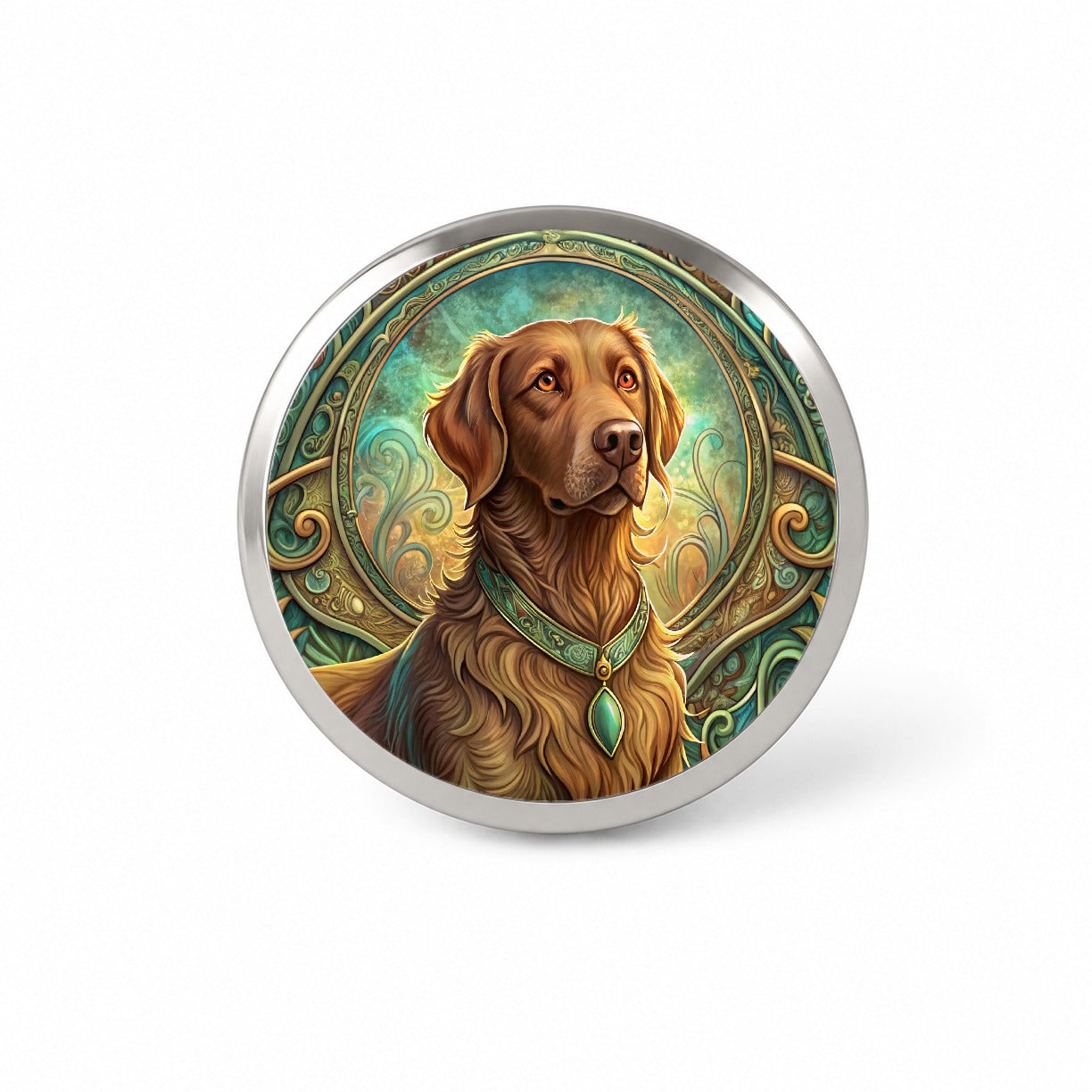 Chesapeake Bay Retriever Dog Art Nouveau Novelty Hat Backpack Lapel Pin