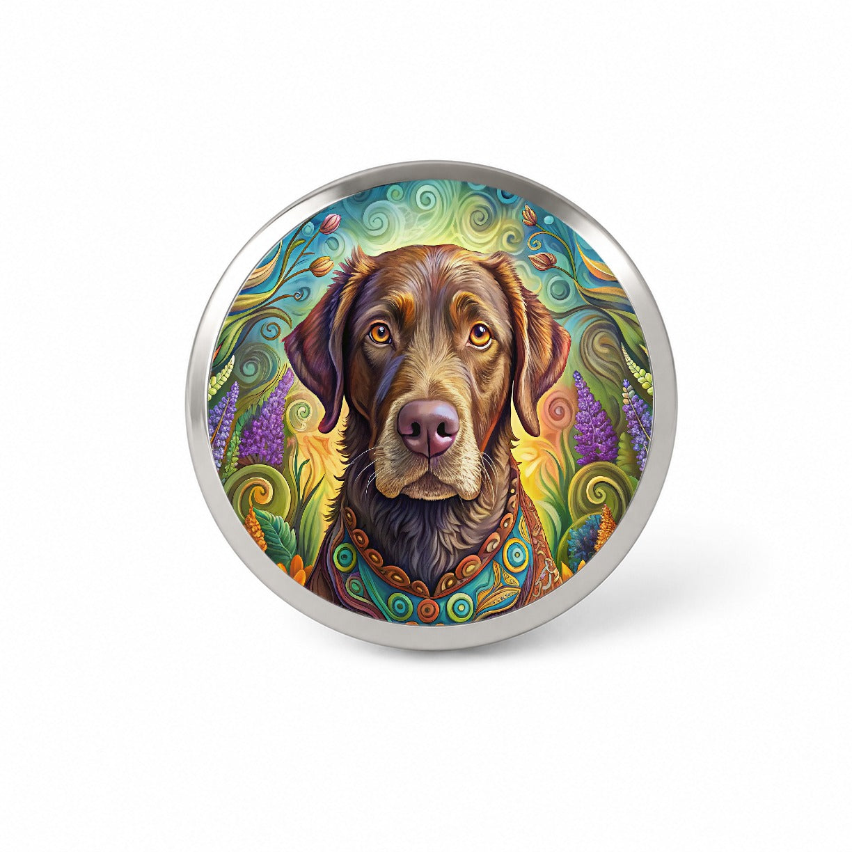 Chesapeake Bay Retriever Dog Bohemian Art Novelty Hat Backpack Lapel Pin