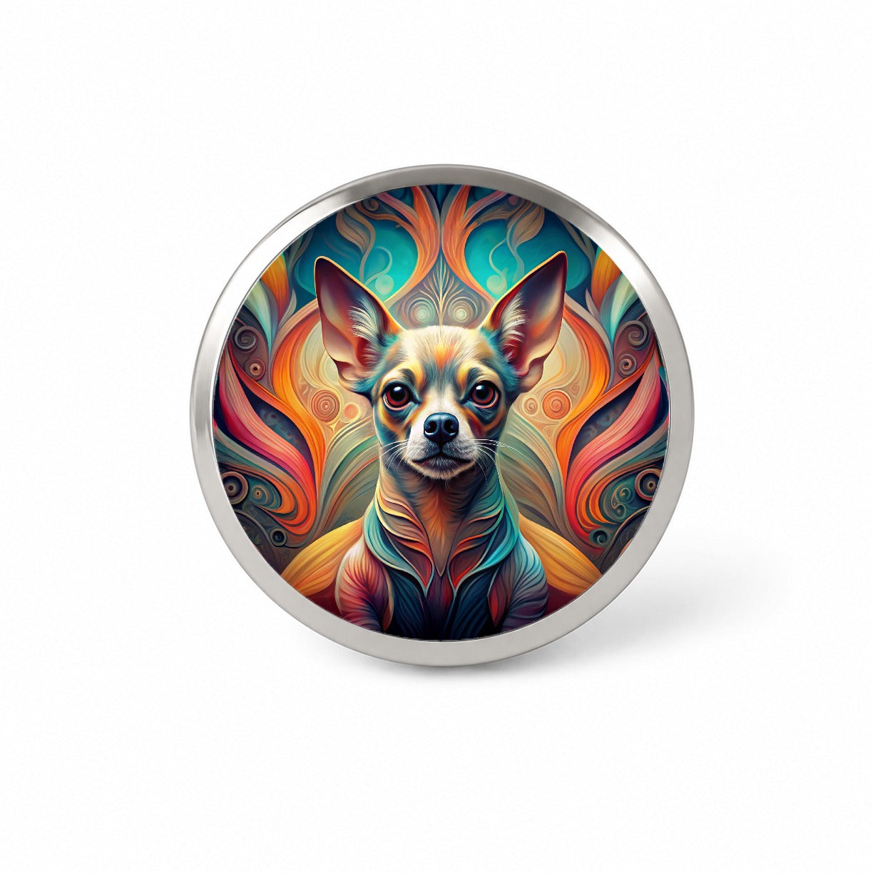 Chihuahua Dog Abstract Stylized Art Novelty Hat Backpack Lapel Pin