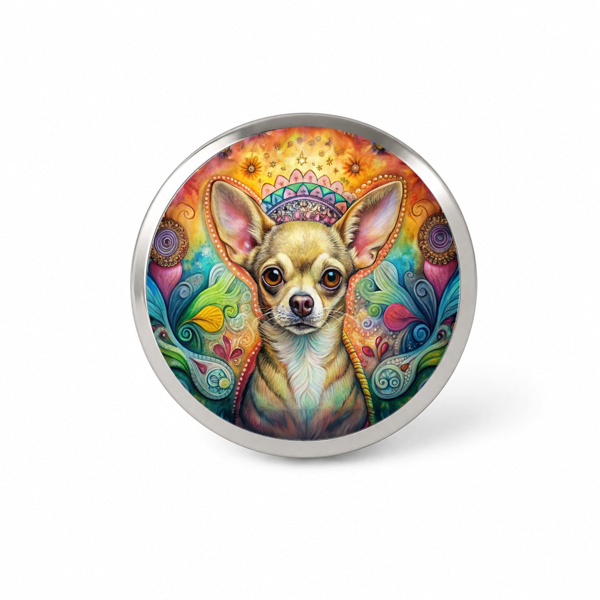 Chihuahua Dog Bohemian Art Novelty Hat Backpack Lapel Pin