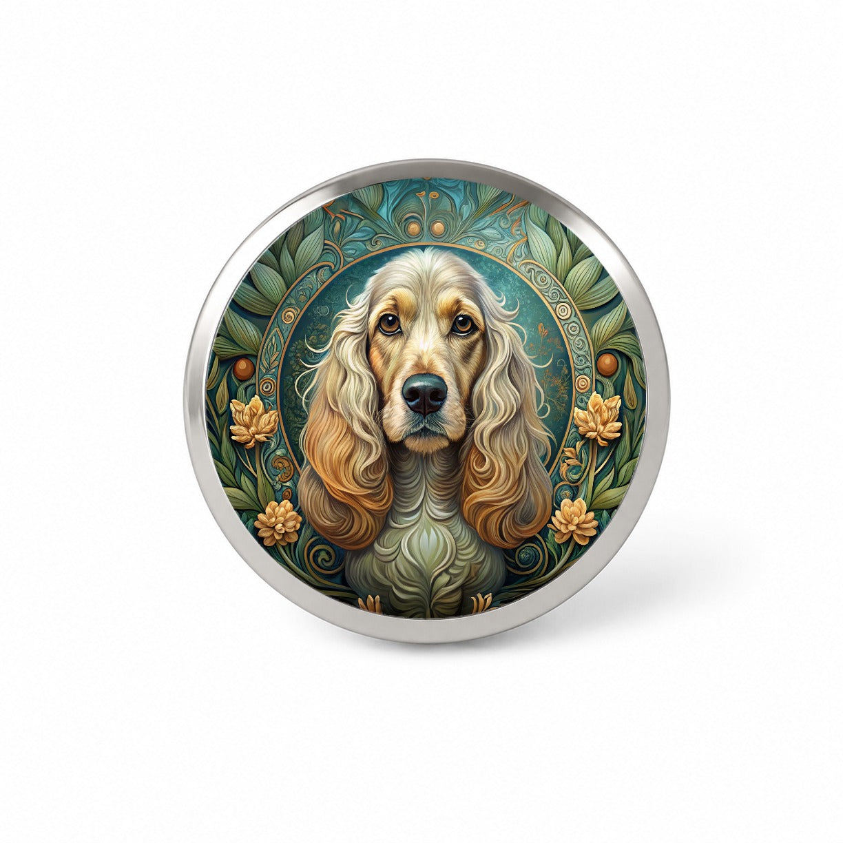 Cocker Spaniel Dog Art Nouveau Novelty Hat Backpack Lapel Pin