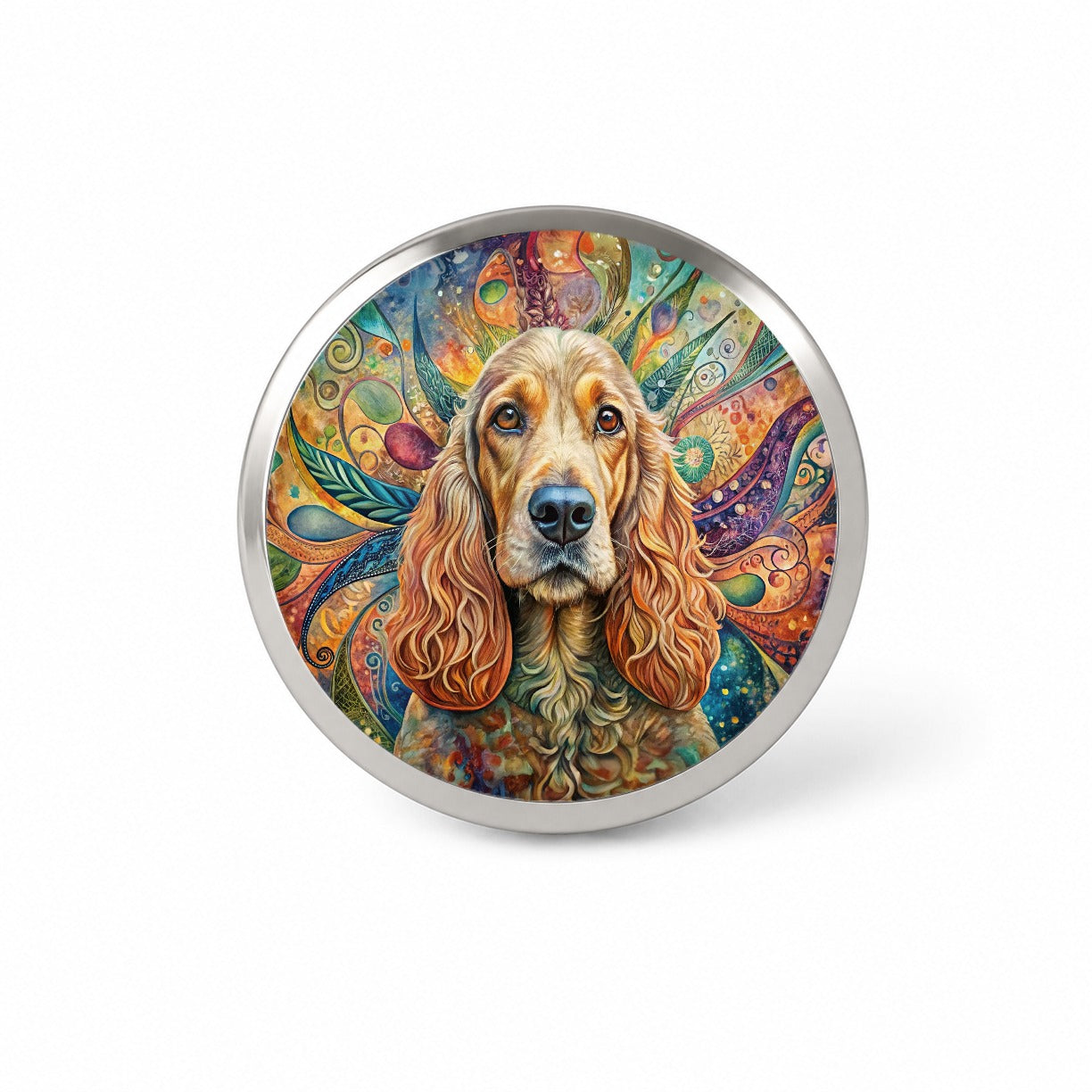 Cocker Spaniel Dog Bohemian Art Novelty Hat Backpack Lapel Pin