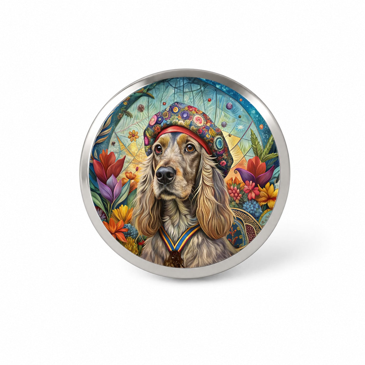 Cocker Spaniel Dog French Bohemian Art Novelty Hat Backpack Lapel Pin