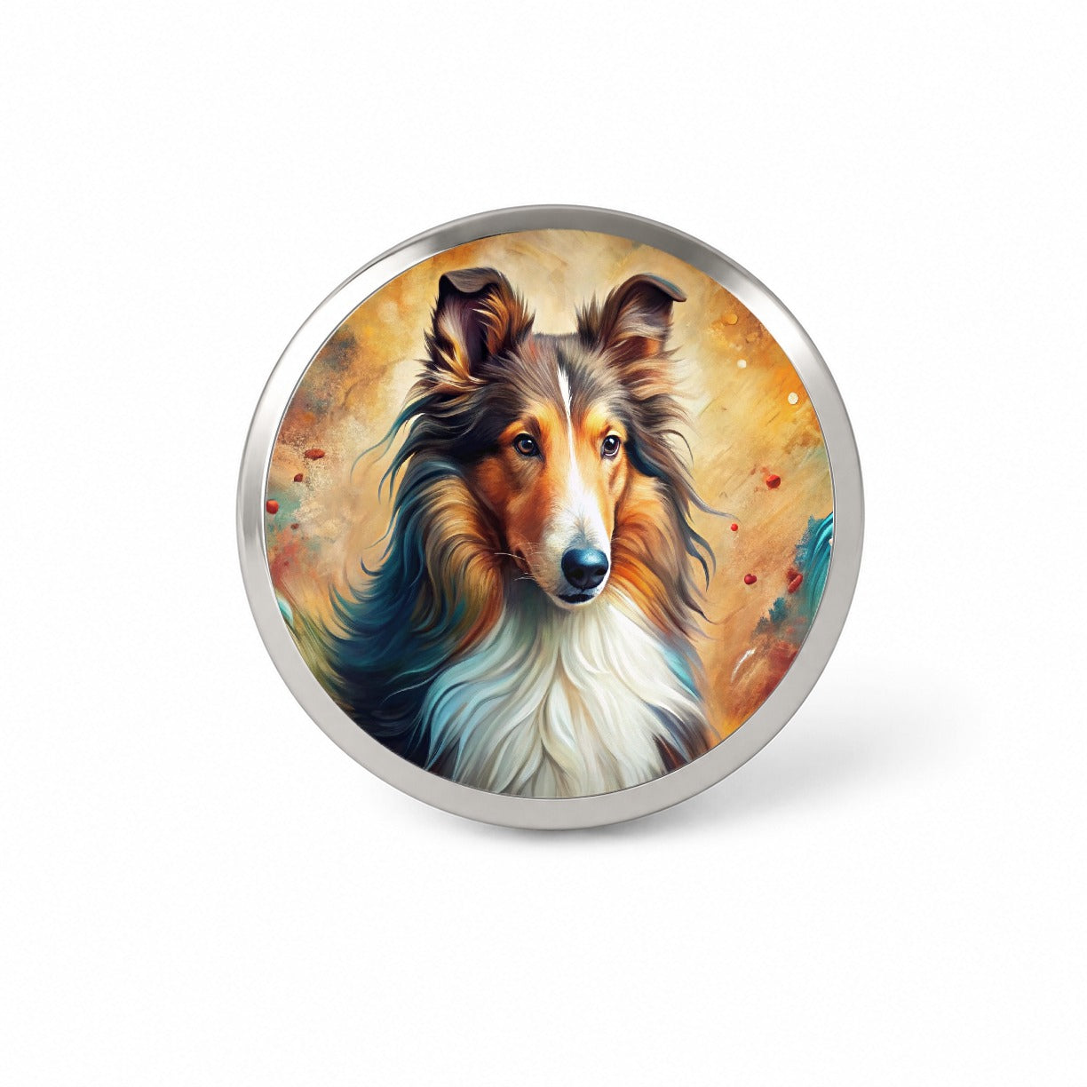 Collie Dog Abstract Art Novelty Hat Backpack Lapel Pin