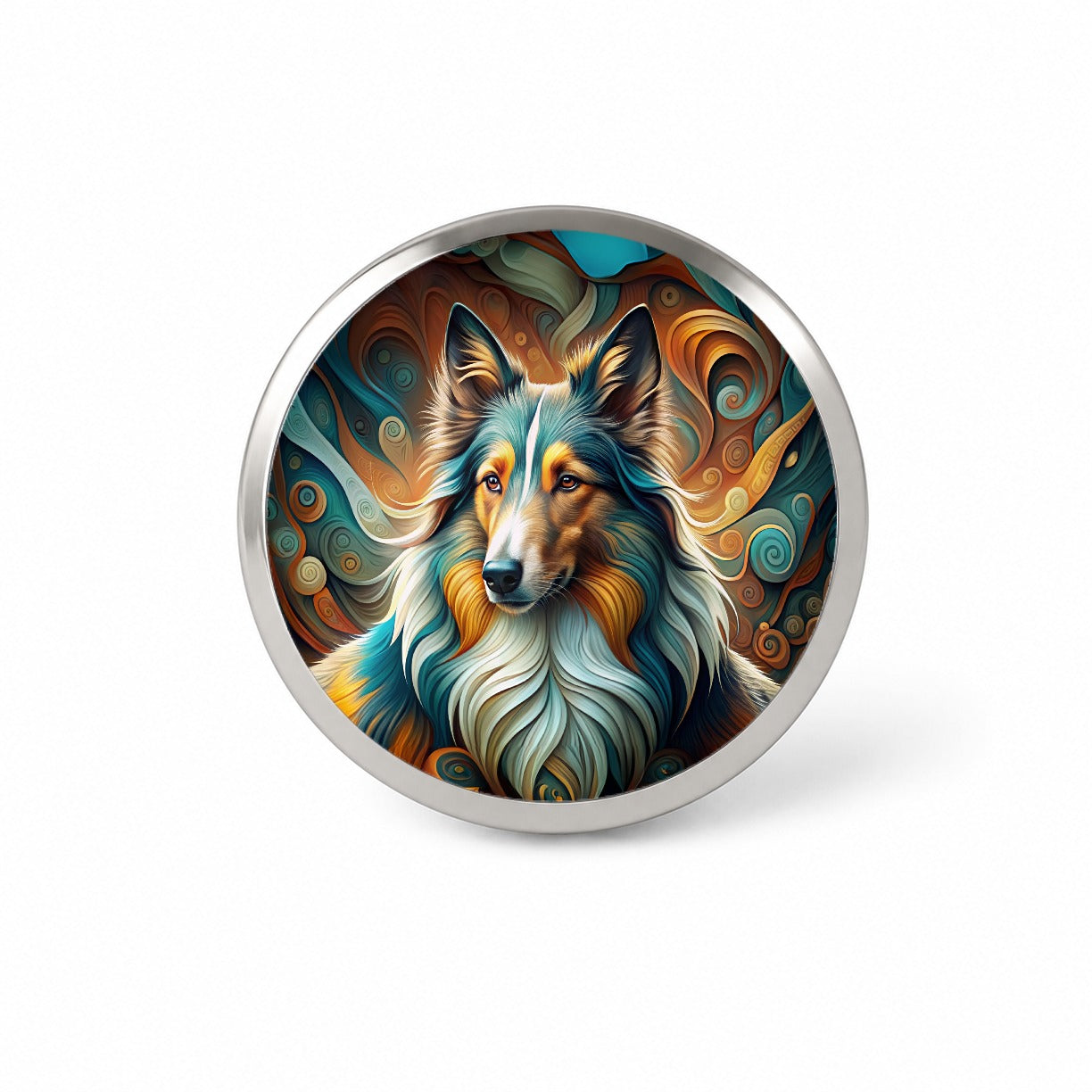 Collie Dog Abstract Stylized Art Novelty Hat Backpack Lapel Pin