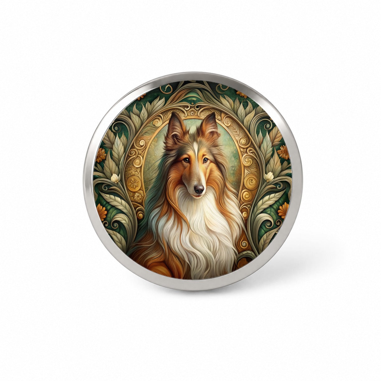 Collie Dog Art Nouveau Novelty Hat Backpack Lapel Pin