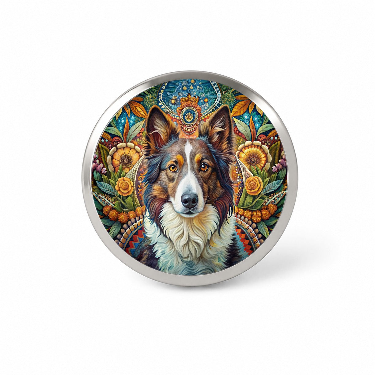 Collie Dog French Bohemian Art Novelty Hat Backpack Lapel Pin