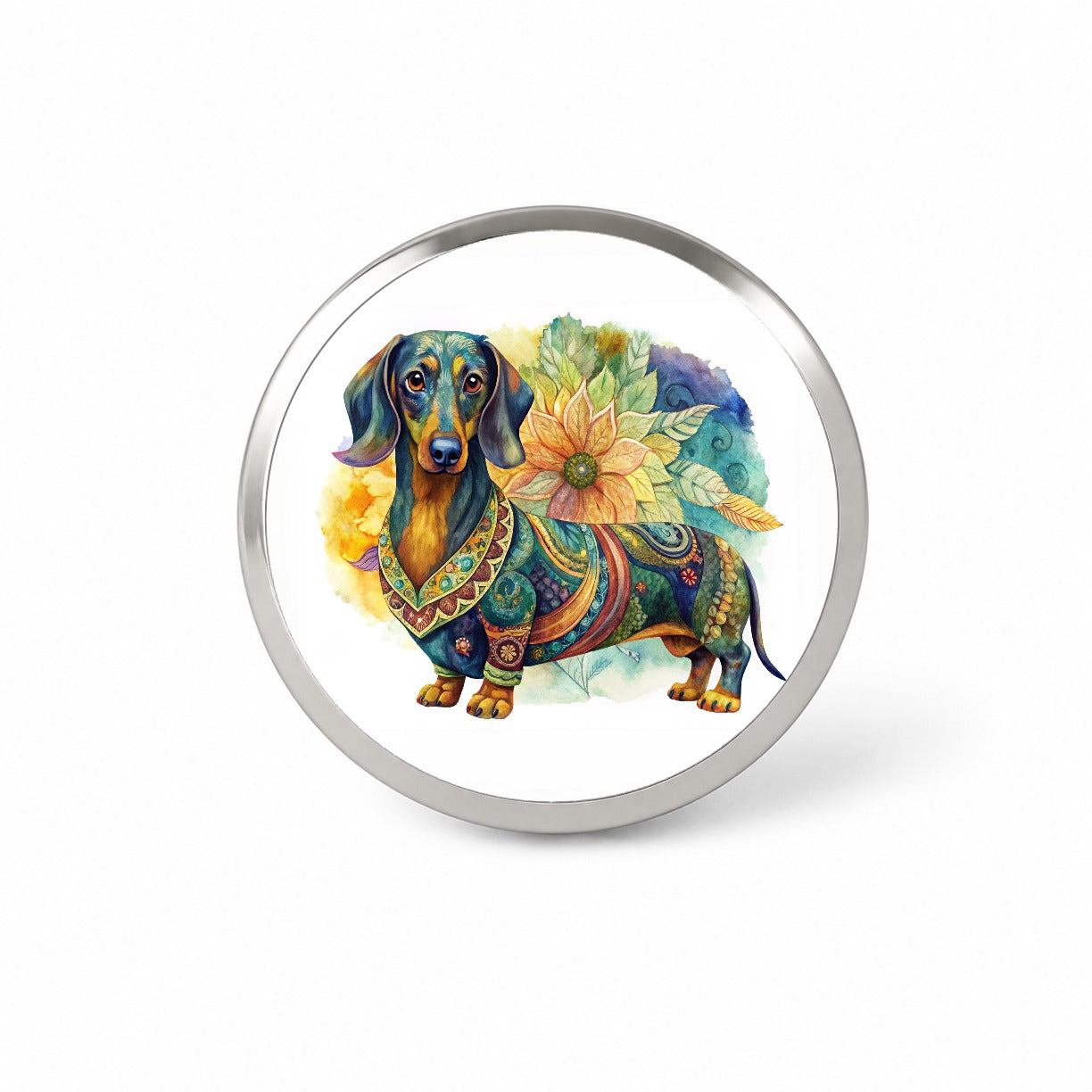 Dachshund Dog Bohemian Art Novelty Hat Backpack Lapel Pin