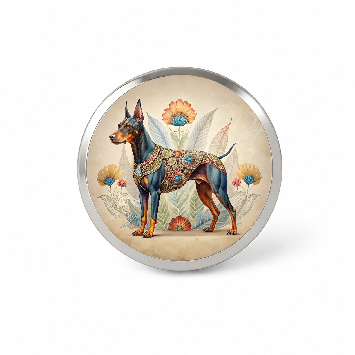 Doberman Pinscher Dog French Bohemian Art Novelty Hat Backpack Lapel Pin