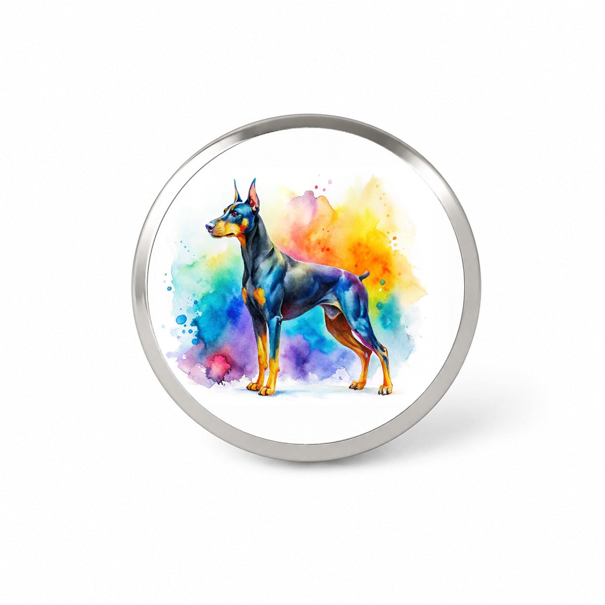 Doberman Pinscher Dog Watercolor Style Novelty Hat Backpack Lapel Pin