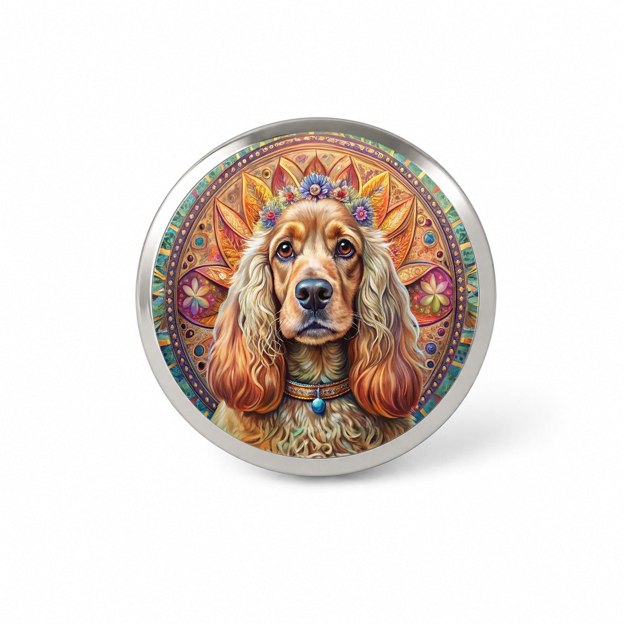 English Cocker Spaniel Dog Bohemian Art Novelty Hat Backpack Lapel Pin