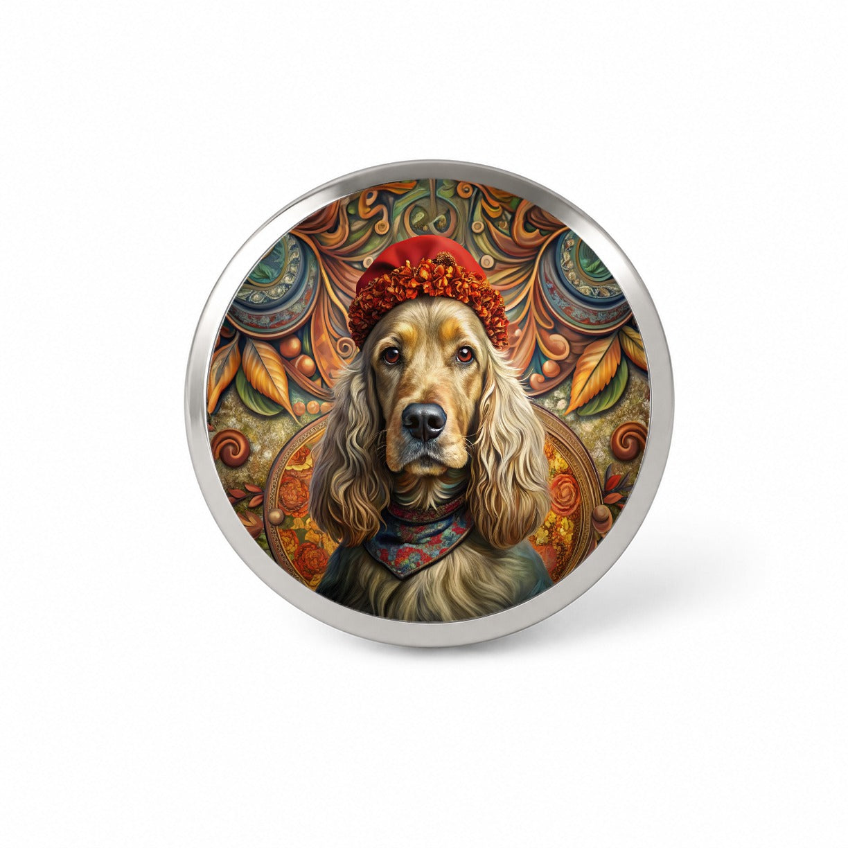 English Cocker Spaniel Dog French Bohemian Art Novelty Hat Backpack Lapel Pin