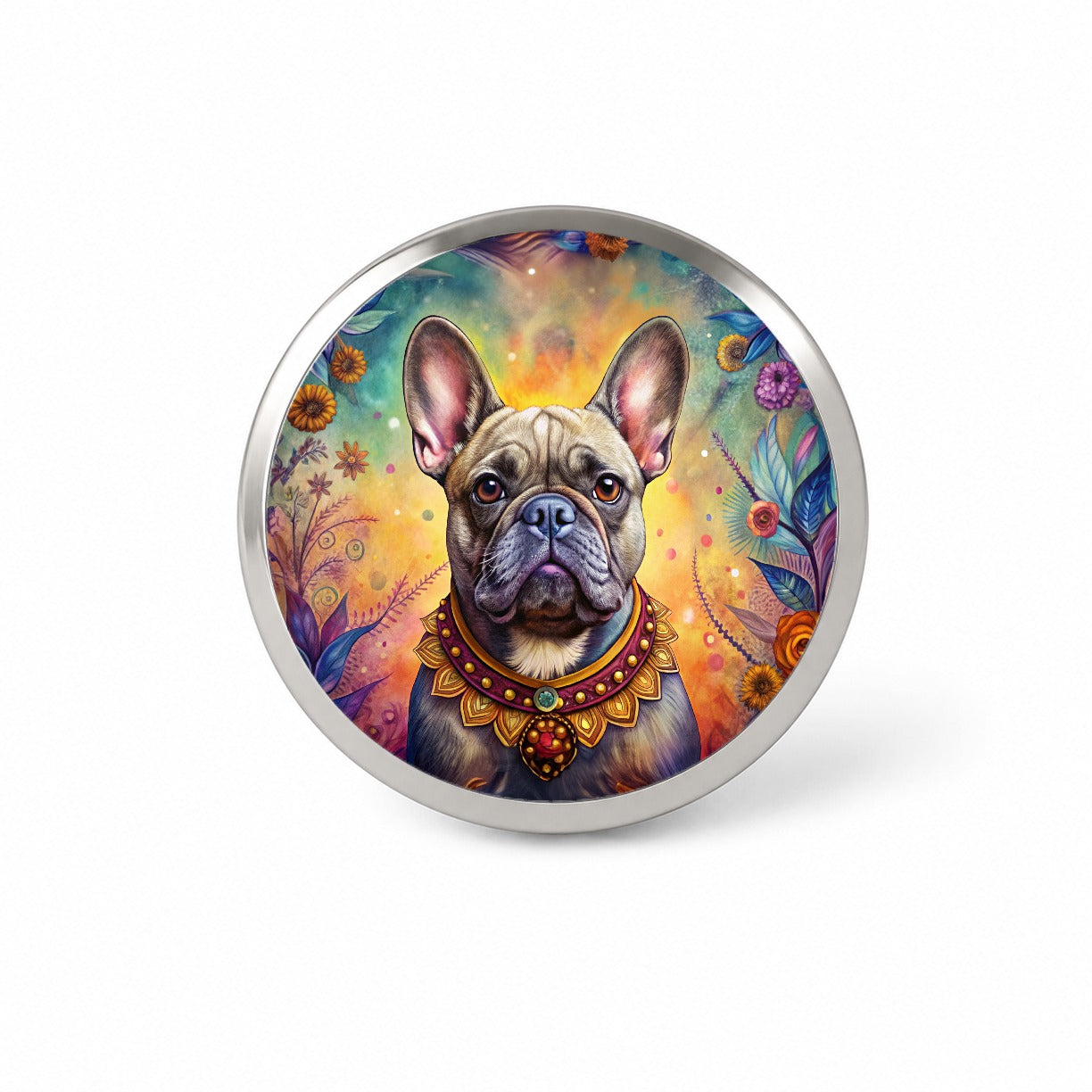 French Bulldog Frenchie Dog Bohemian Art Novelty Hat Backpack Lapel Pin