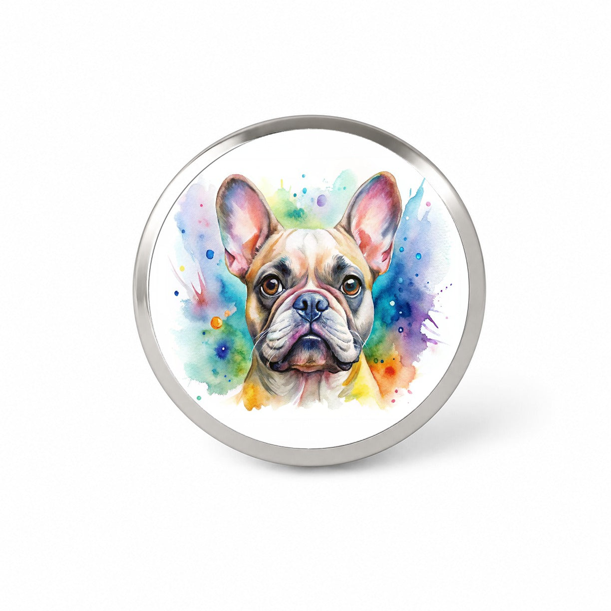 French Bulldog Frenchie Dog Watercolor Style Novelty Hat Backpack Lapel Pin