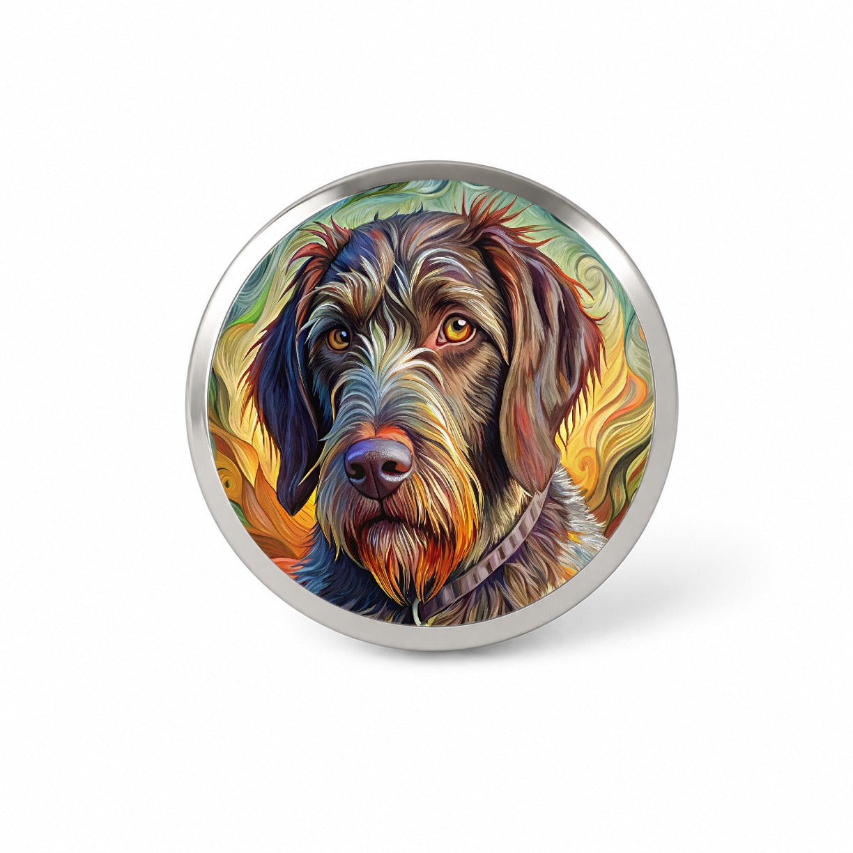 German Wirehaired Pointer Dog Abstract Art Novelty Hat Backpack Lapel Pin