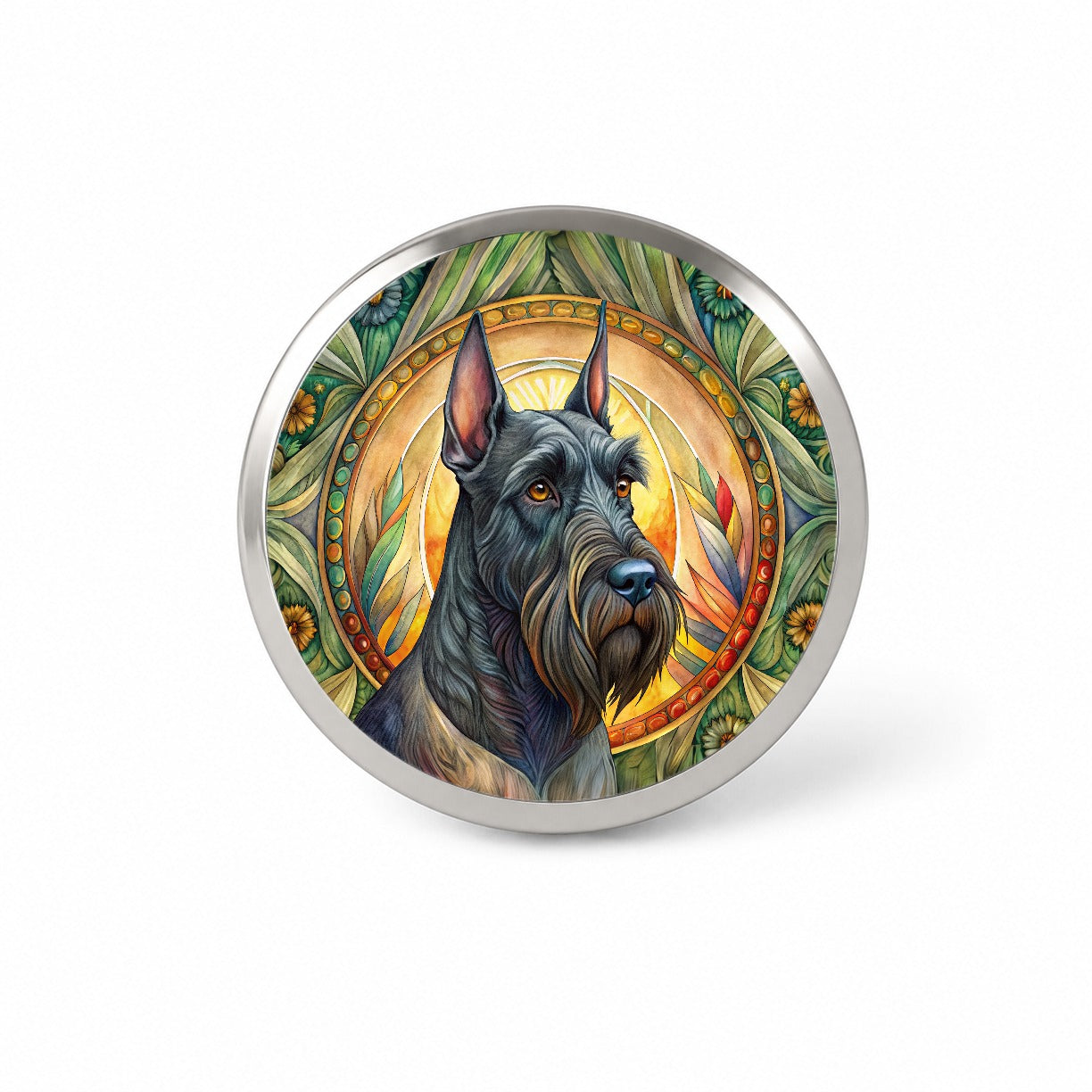 Giant Schnauzer Dog Art Nouveau Novelty Hat Backpack Lapel Pin