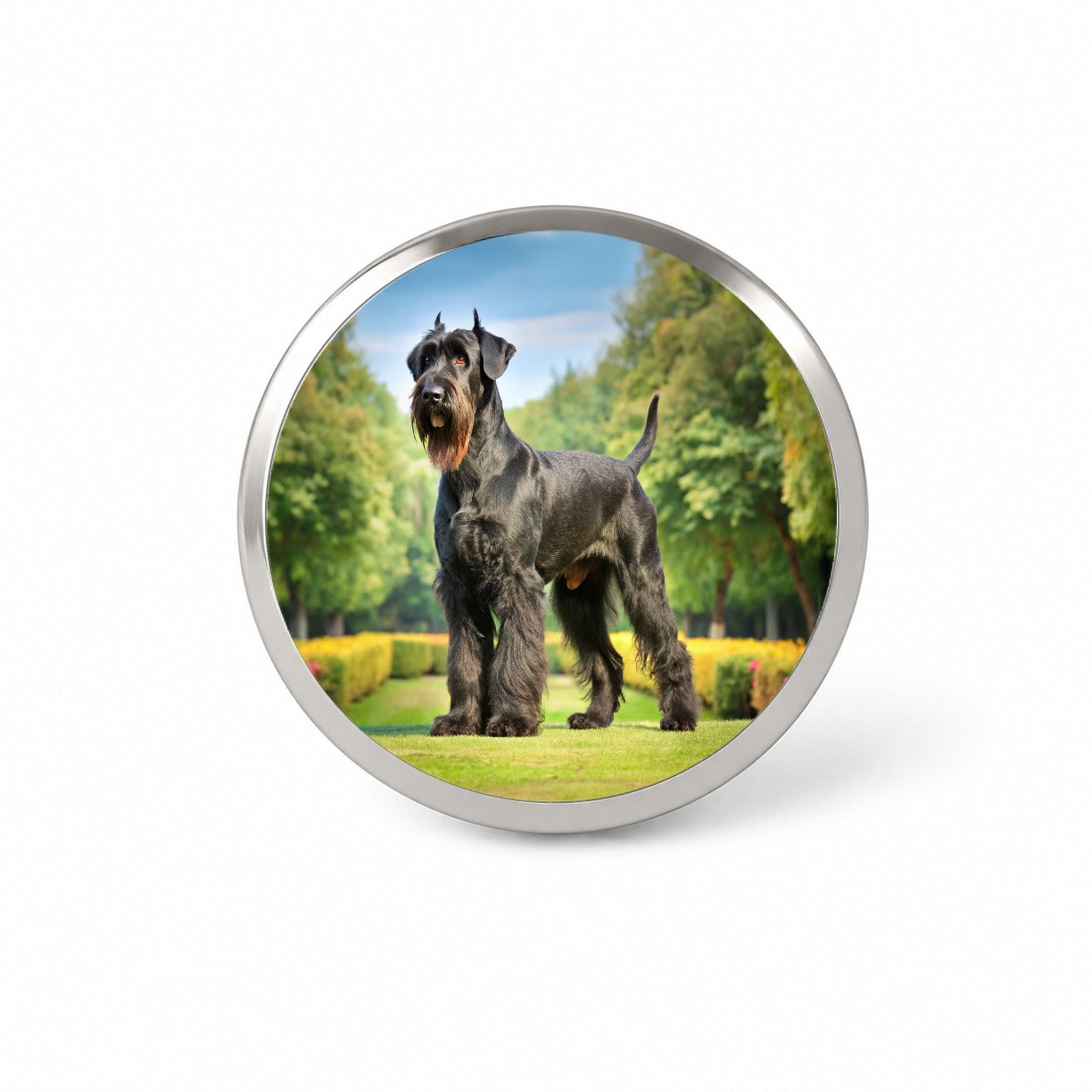 Giant Schnauzer Dog Photo Novelty Hat Backpack Lapel Pin