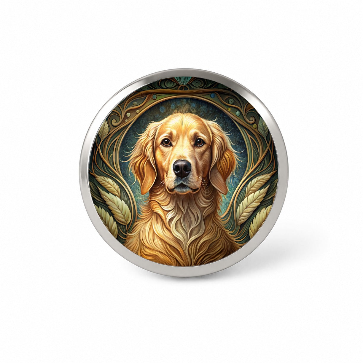 Golden Retriever Dog Art Nouveau Novelty Hat Backpack Lapel Pin
