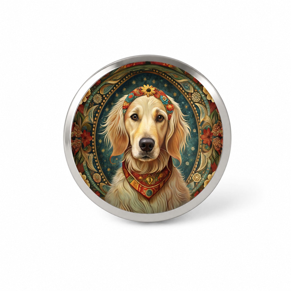 Golden Retriever Dog French Bohemian Art Novelty Hat Backpack Lapel Pin