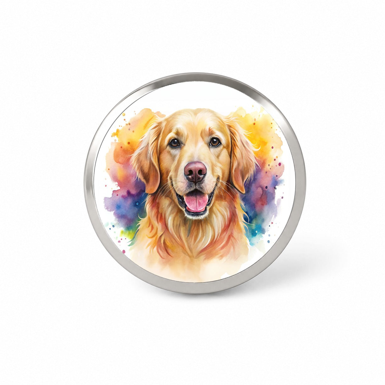 Golden Retriever Dog Watercolor Style Novelty Hat Backpack Lapel Pin