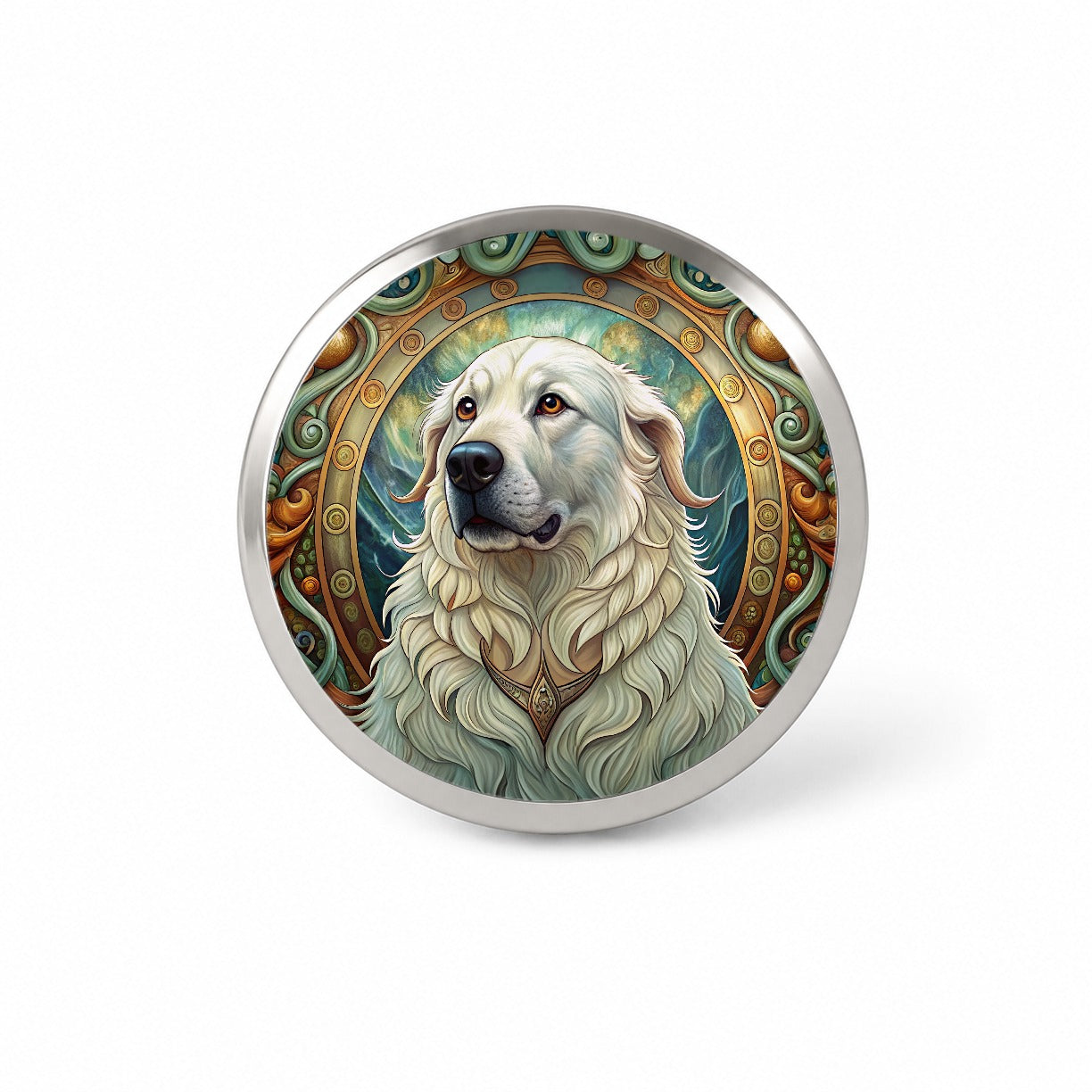 Great Pyrenees Dog Art Nouveau Novelty Hat Backpack Lapel Pin