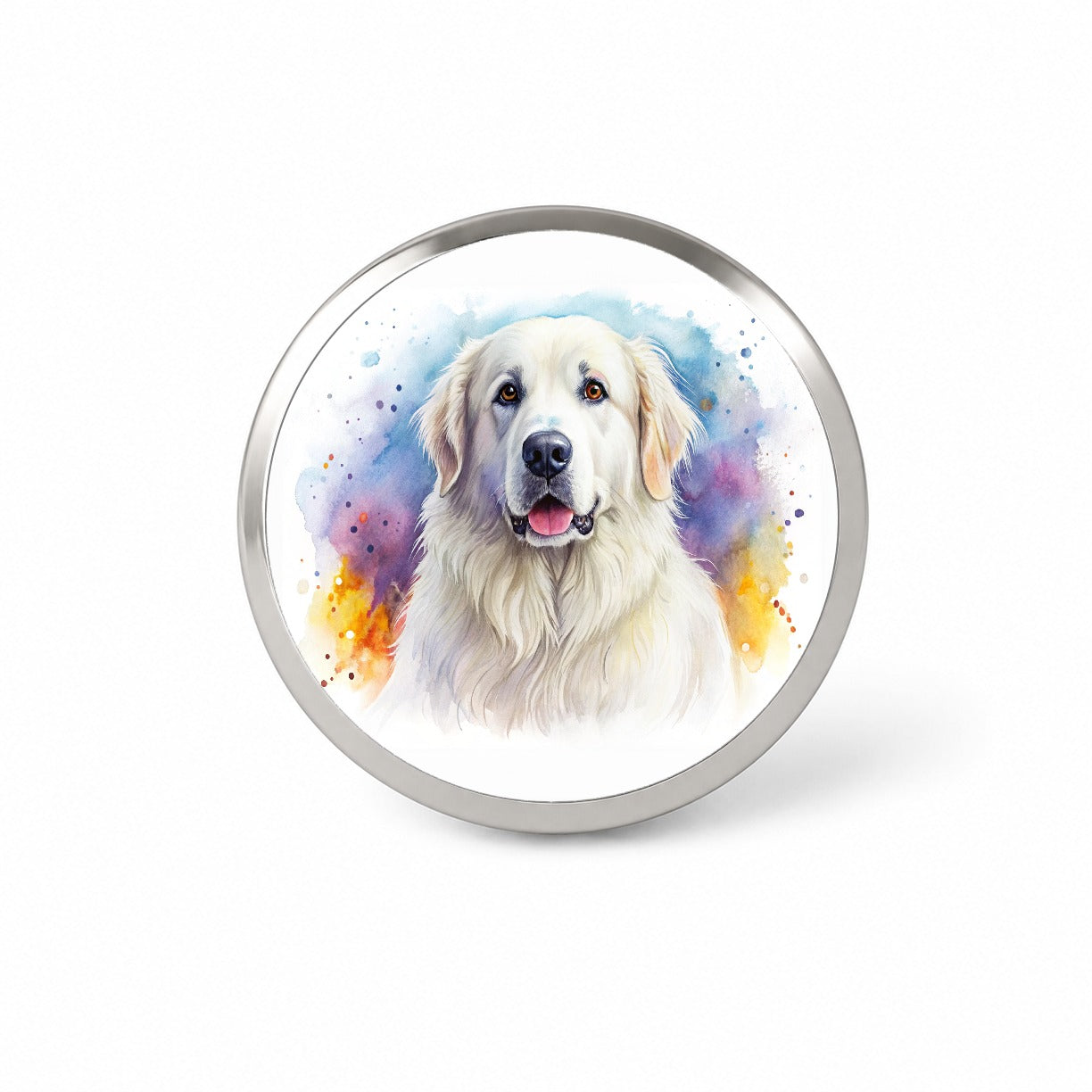 Great Pyrenees Dog Watercolor Style Novelty Hat Backpack Lapel Pin