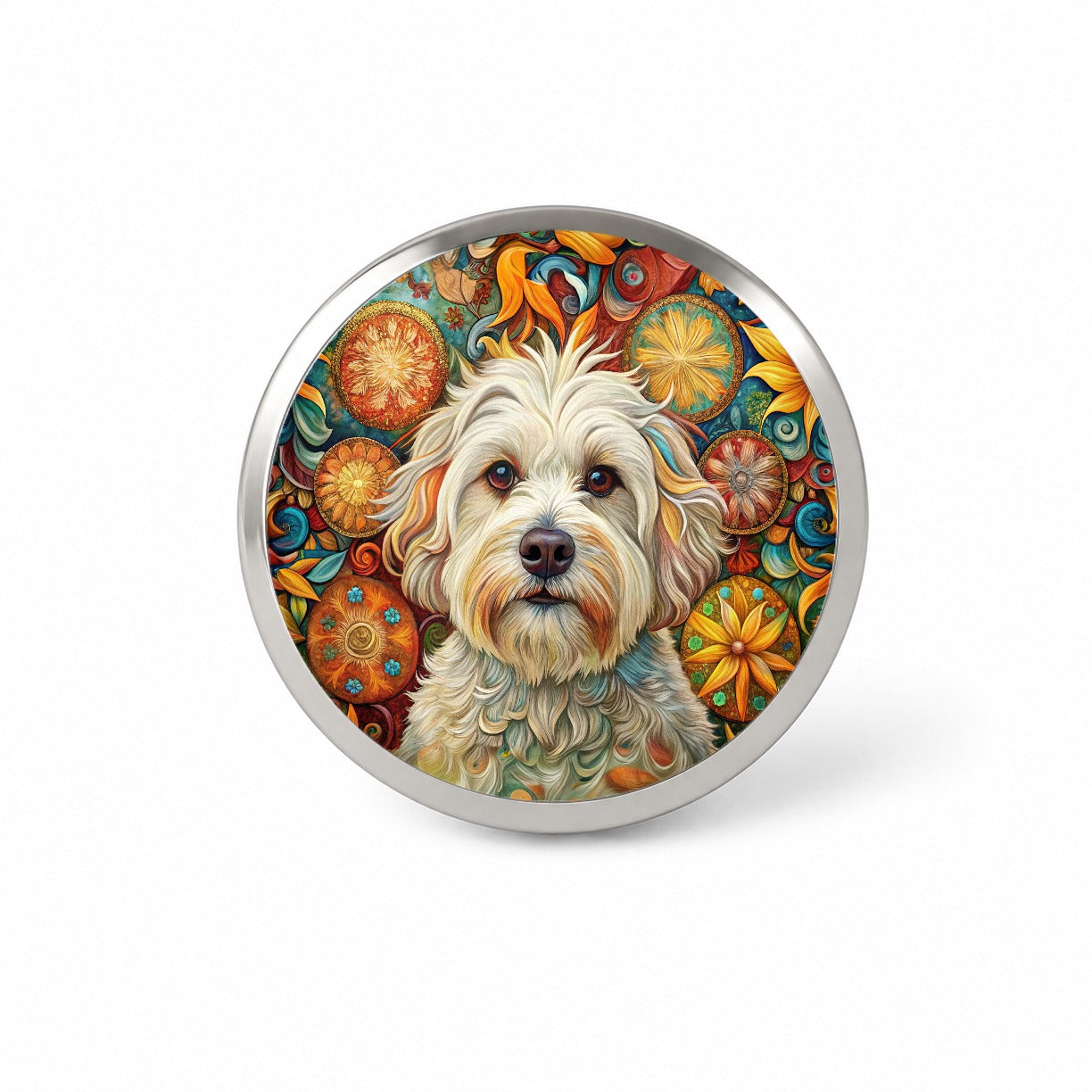 Havanese Dog Bohemian Art Novelty Hat Backpack Lapel Pin