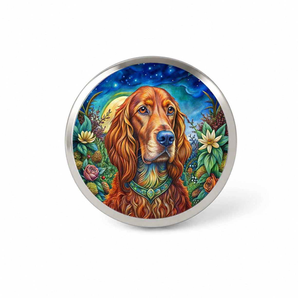 Irish Setter Dog Bohemian Art Novelty Hat Backpack Lapel Pin