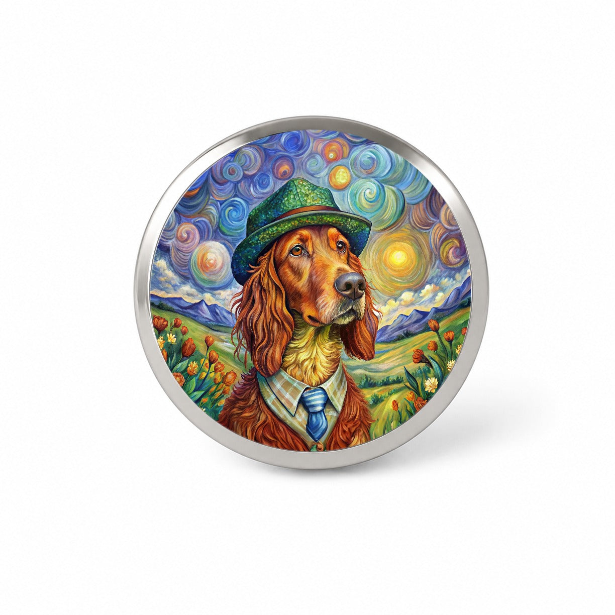 Irish Setter Dog French Bohemian Art Novelty Hat Backpack Lapel Pin