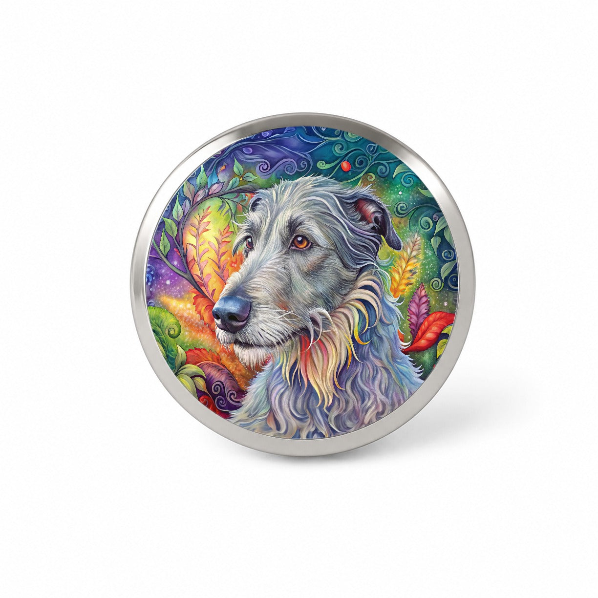 Irish Wolfhound Dog Bohemian Art Novelty Hat Backpack Lapel Pin