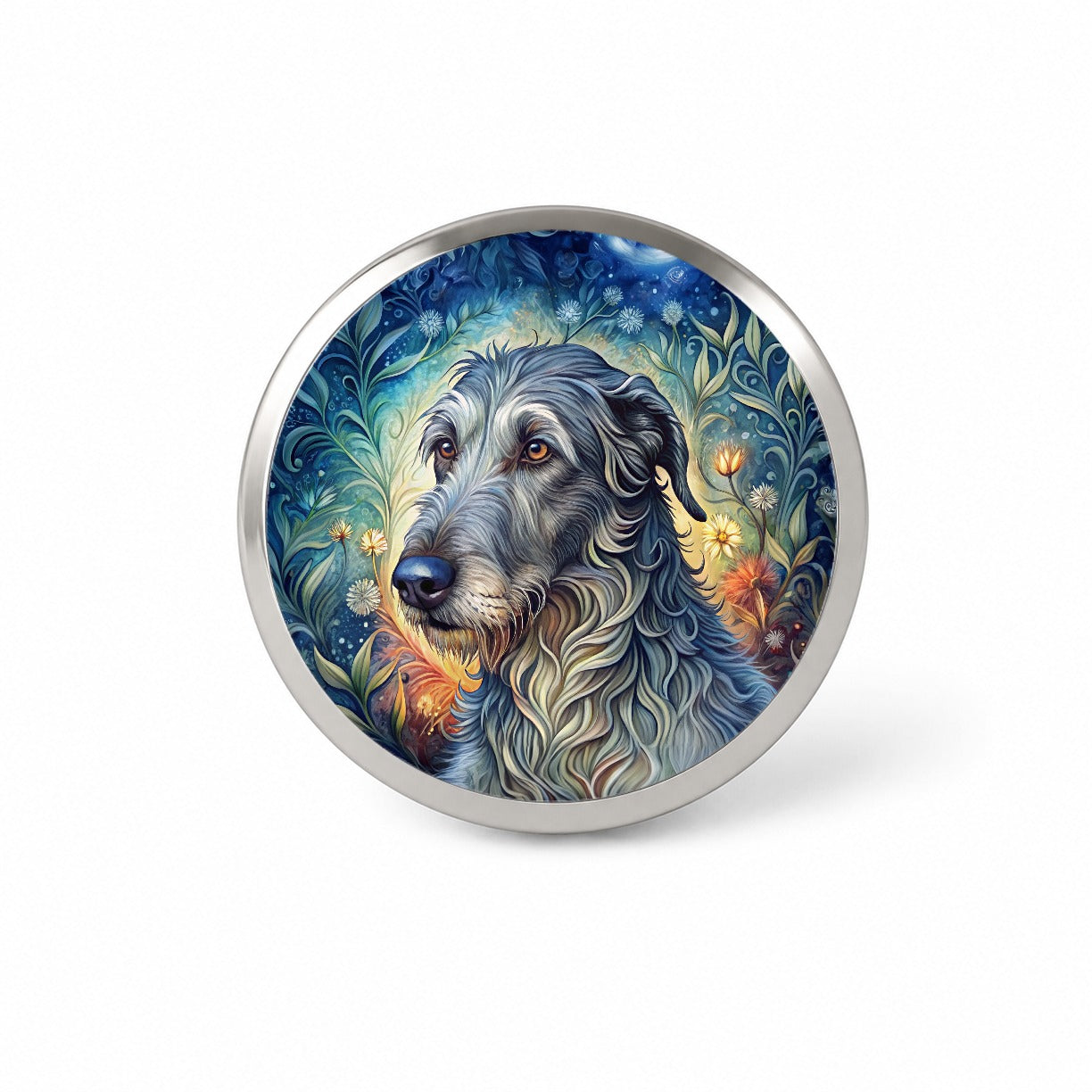 Irish Wolfhound Dog French Bohemian Art Novelty Hat Backpack Lapel Pin
