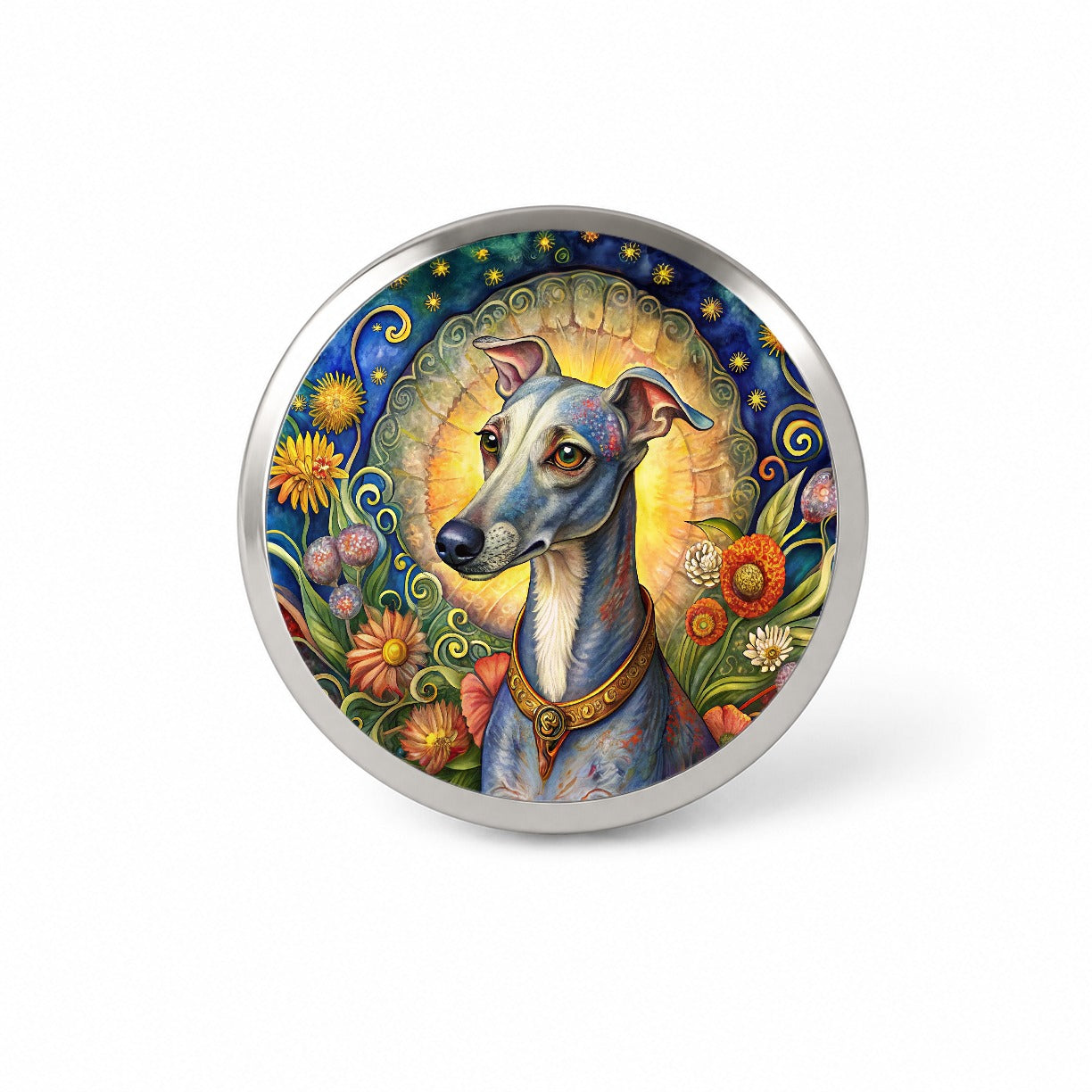 Italian Greyhound Dog French Bohemian Art Novelty Hat Backpack Lapel Pin